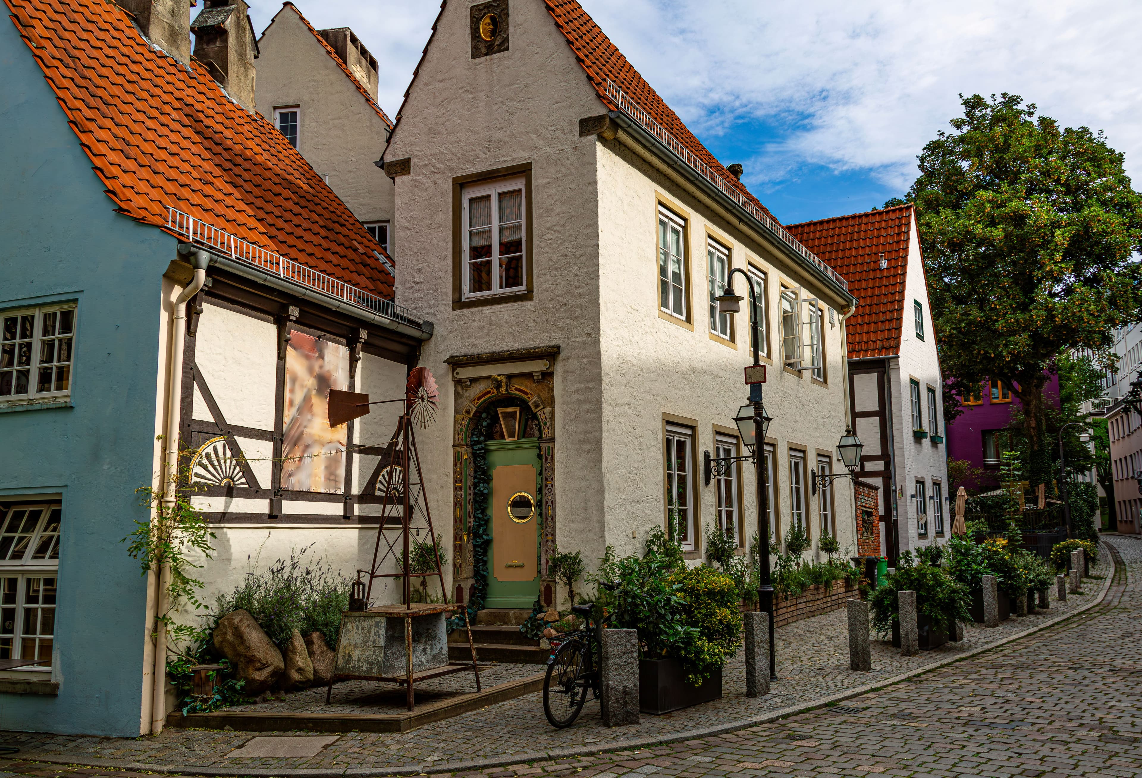 Schnorr-Viertel in Bremen. Alte Fachwerkhäuschen.