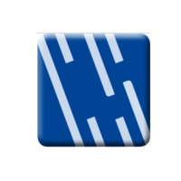 Logo der Firma Carl Schröter. Blaues Viereck mit hellblauen Streifen.