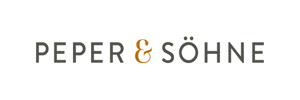 Logo von Peper & Söhne. Grau Schrift und in der Mitte ein goldenes Und-Zeichen.